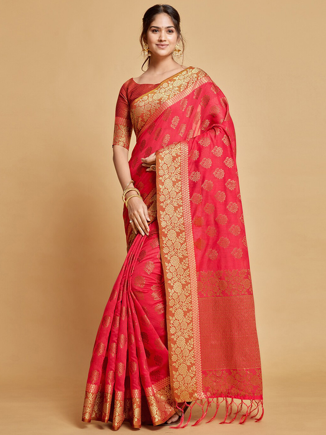 

Dori Ethnic Motifs Woven Design Banarasi Zari Saree, Pink