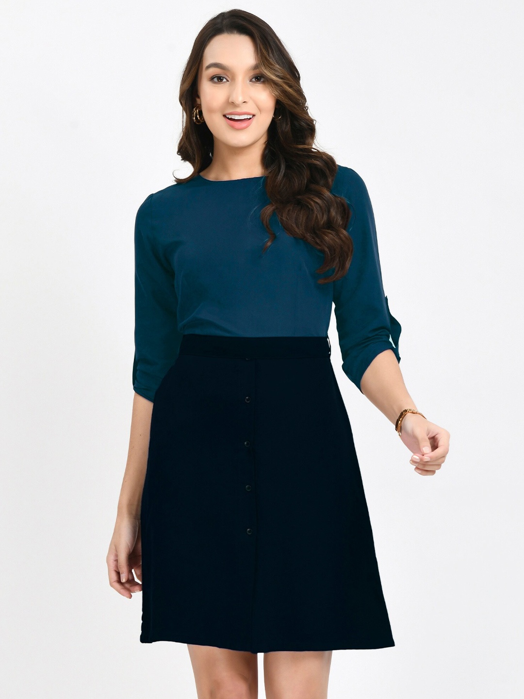 

V&M Teal Crepe Sheath Dress