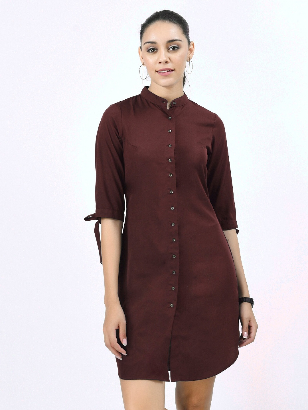 

V&M Maroon Crepe Shirt Dress