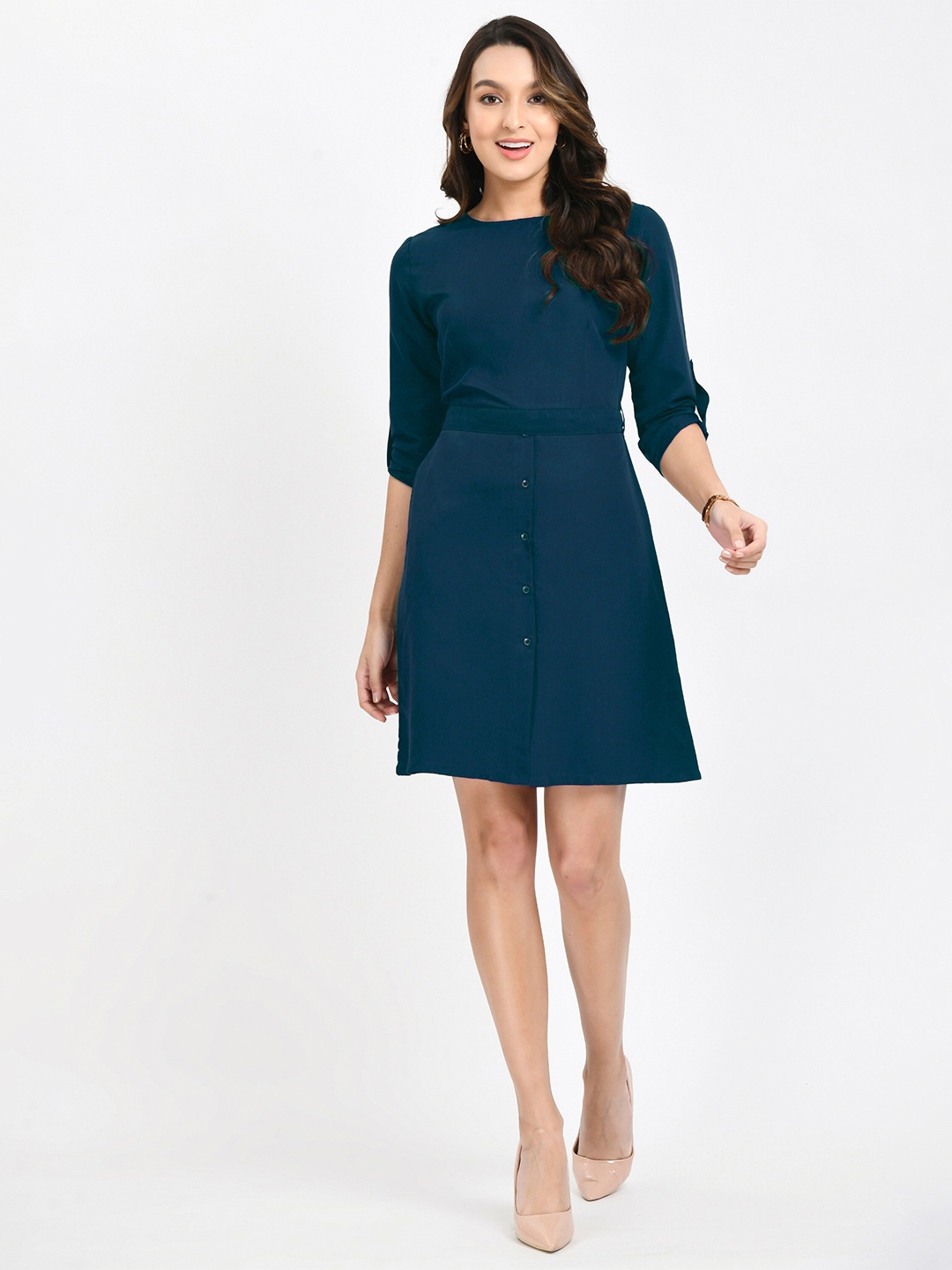 

V&M Teal Crepe Sheath Dress