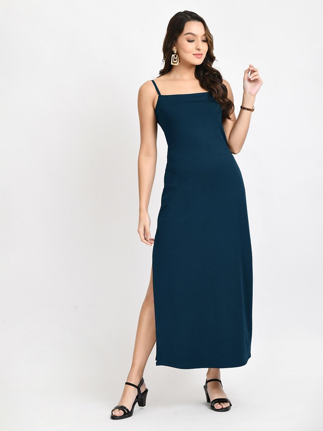 

V&M Shoulder Straps A-Line Dress, Teal