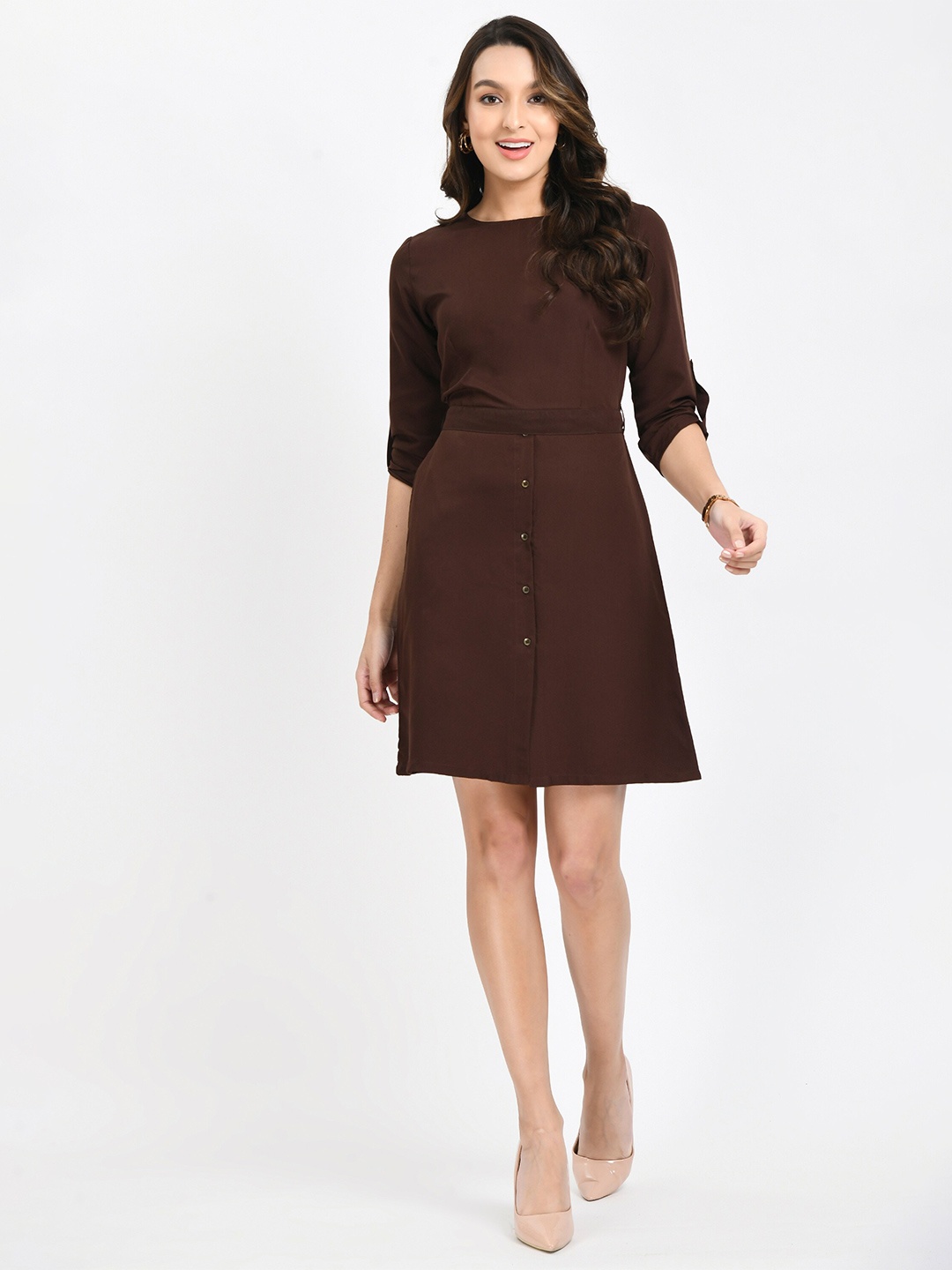 

V&M Brown Crepe Sheath Dress