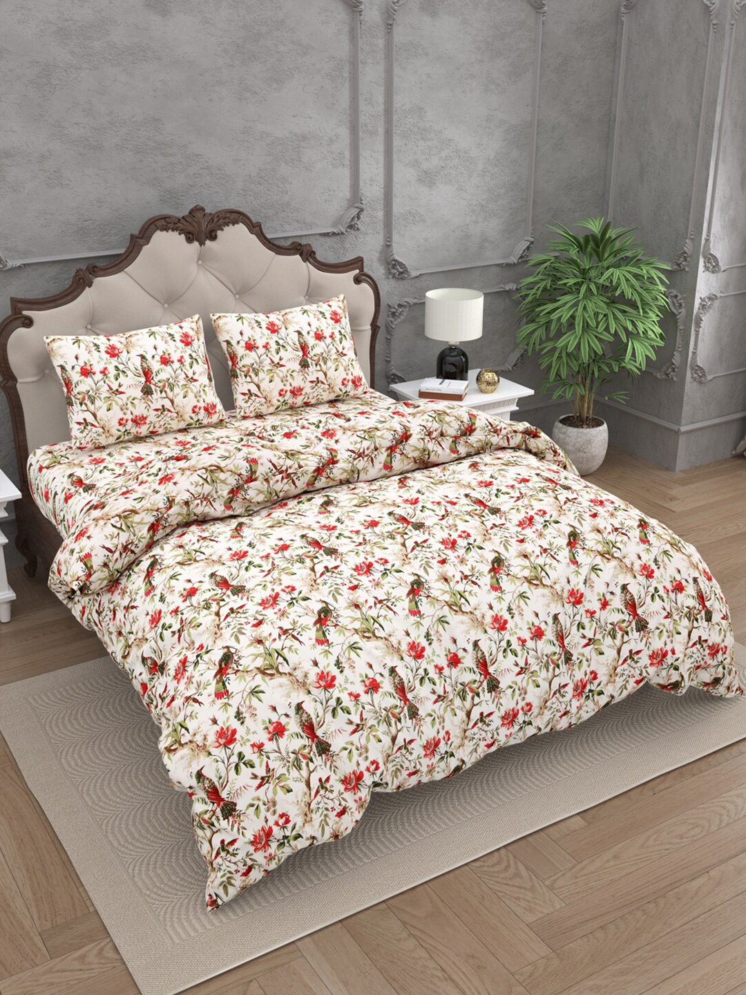 

JAIPUR FABRIC Peach-Coloured Set of 4 Microfiber 300 GSM Double Bed Fashion