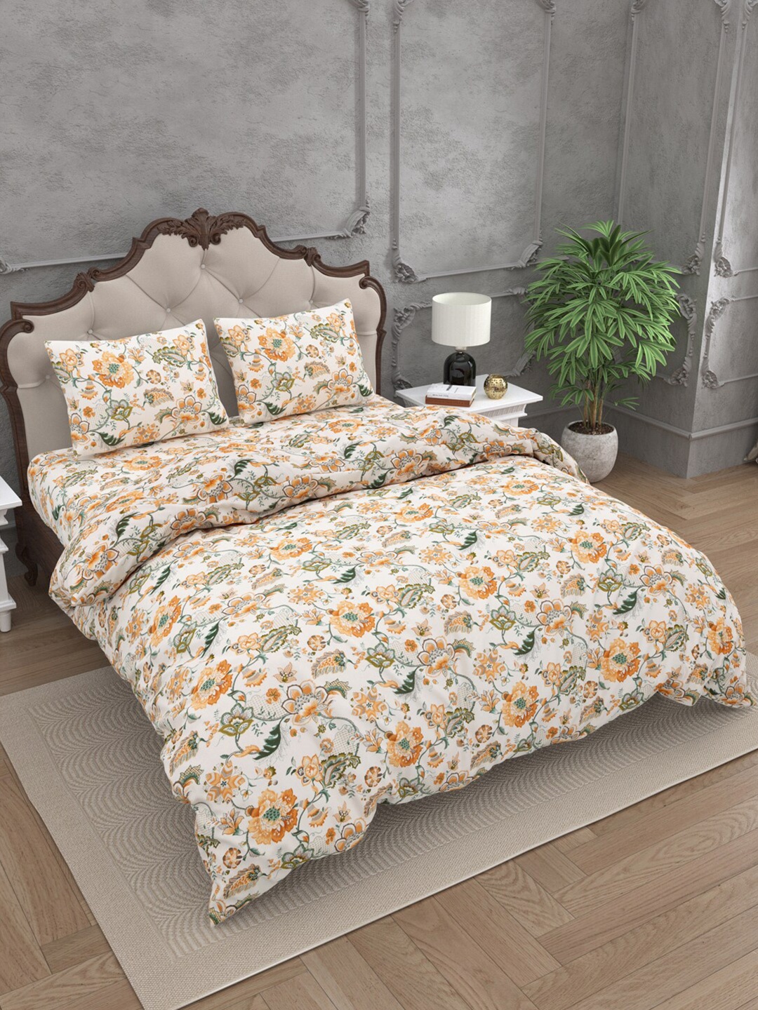 

JAIPUR FABRIC Peach 4 Pieces Microfiber 300 GSM Double Bed Comforter & Bedsheet Set