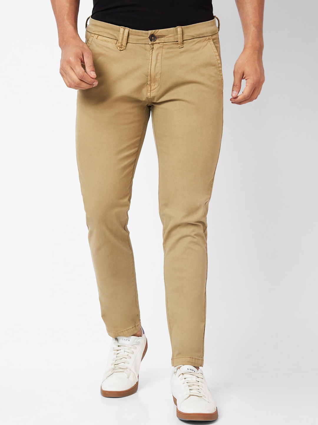 

SPYKAR Men Slim Fit Mid-Rise Cotton Trouser, Khaki