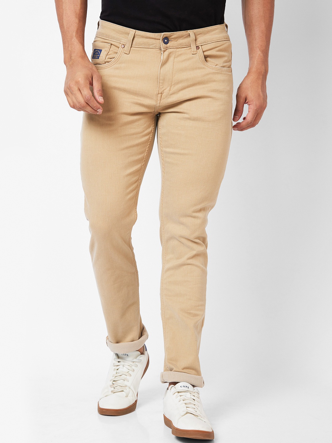 

SPYKAR Men Slim Fit Low-Rise Stretchable Cotton Jeans, Khaki