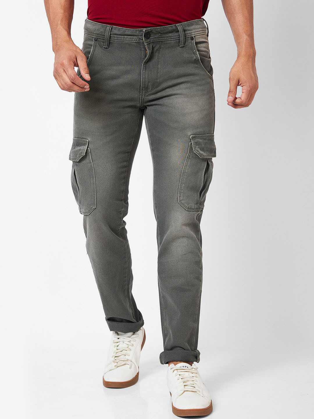 

SPYKAR Men Mid-Rise Clean Look Heavy Fade Cotton Jeans, Green