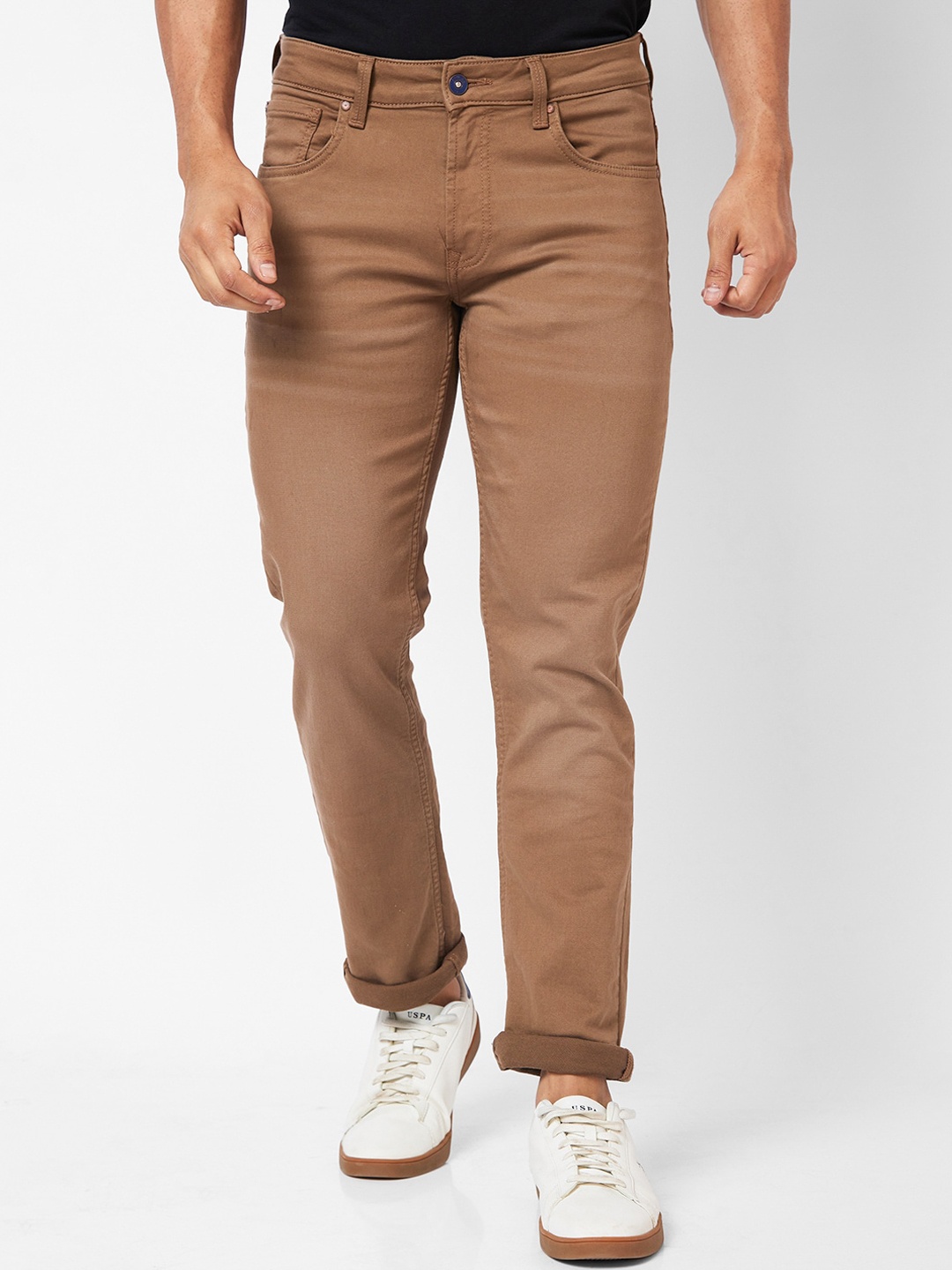 

SPYKAR Men Mid-Rise Clean Look Cotton Jeans, Brown