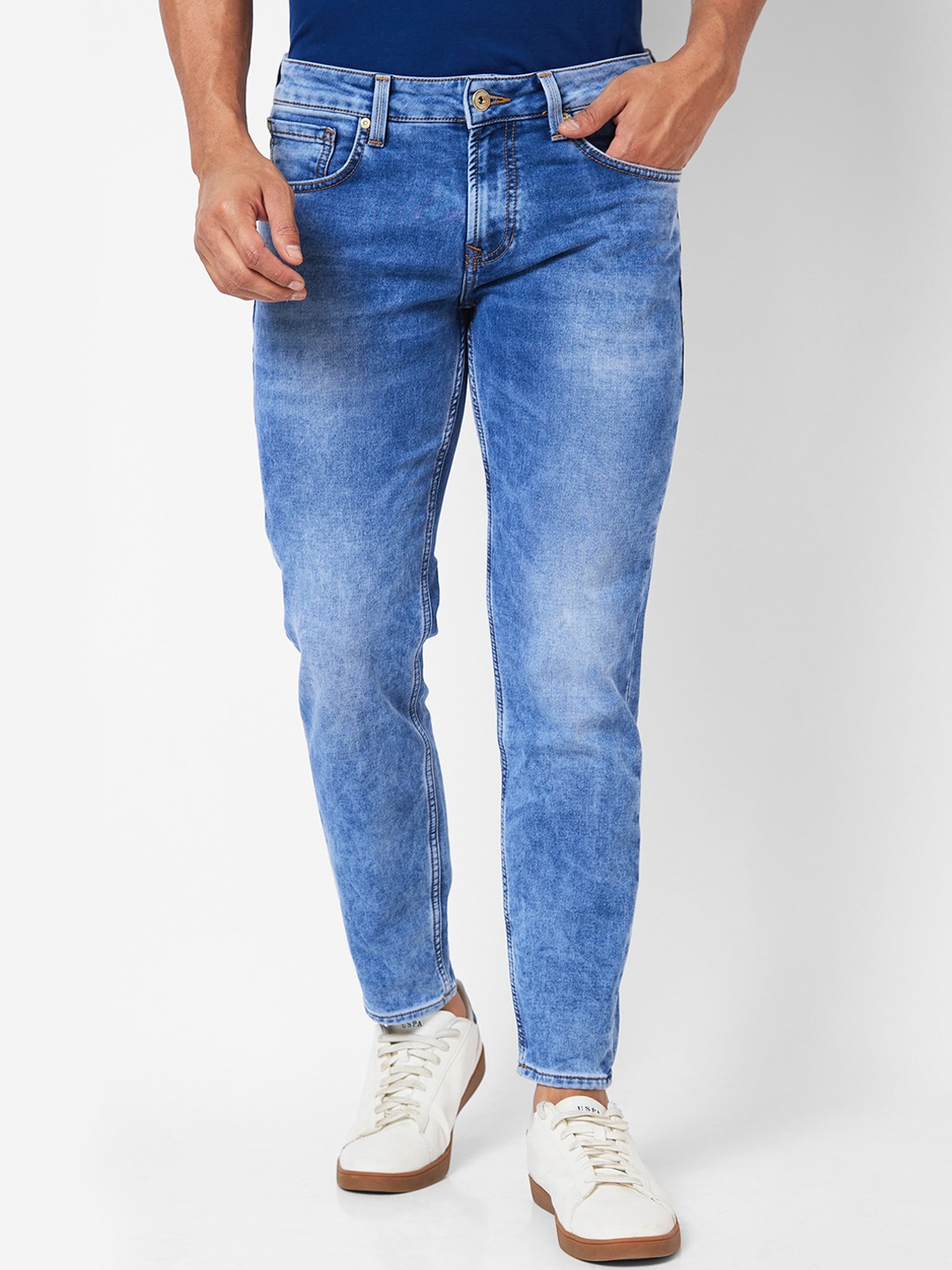 

SPYKAR Men Slim Fit Heavy Fade Clean Look Cotton Jeans, Blue