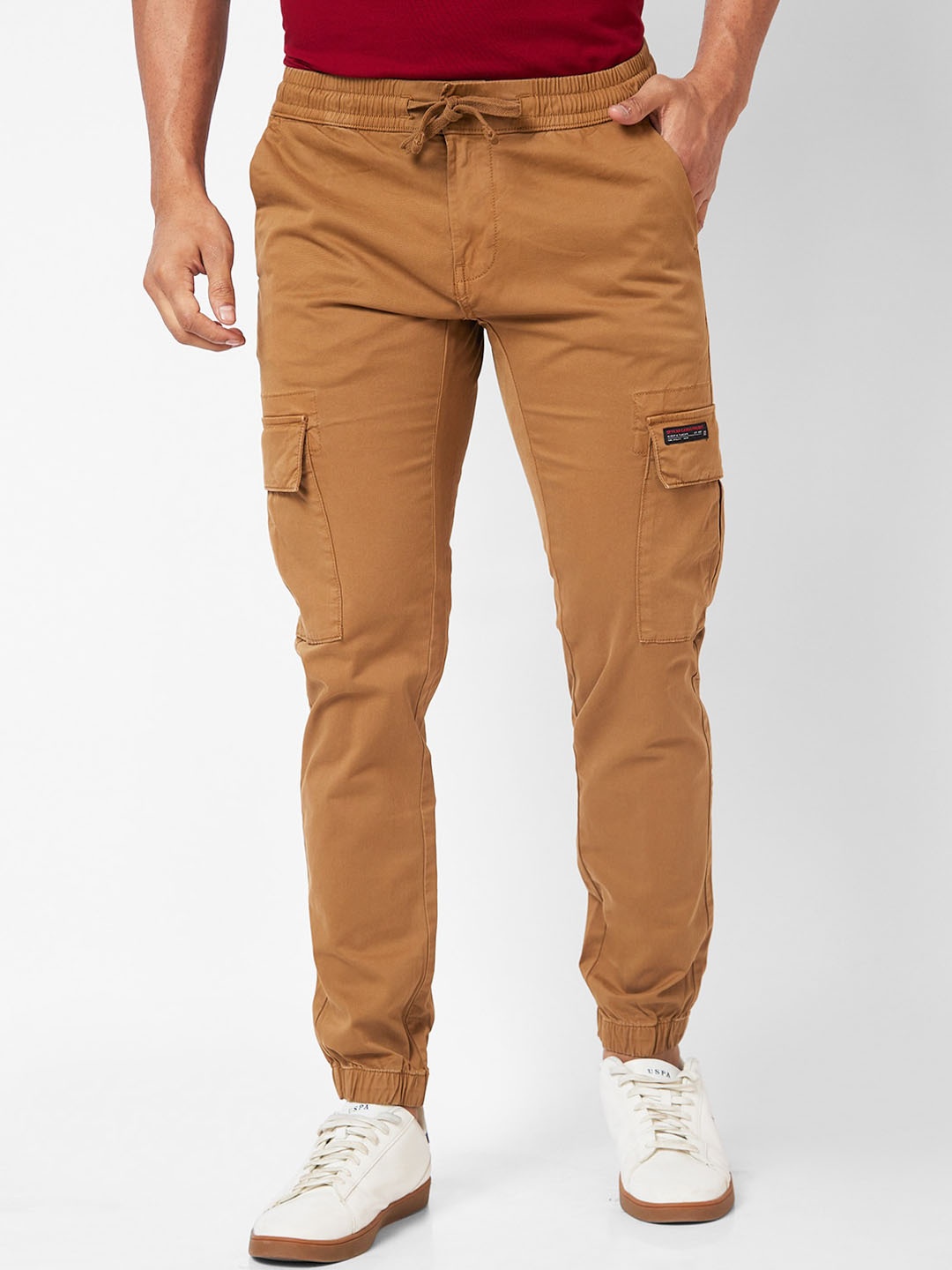 

SPYKAR Men Slim Fit Mid Rise Cotton Cargos Joggers, Khaki