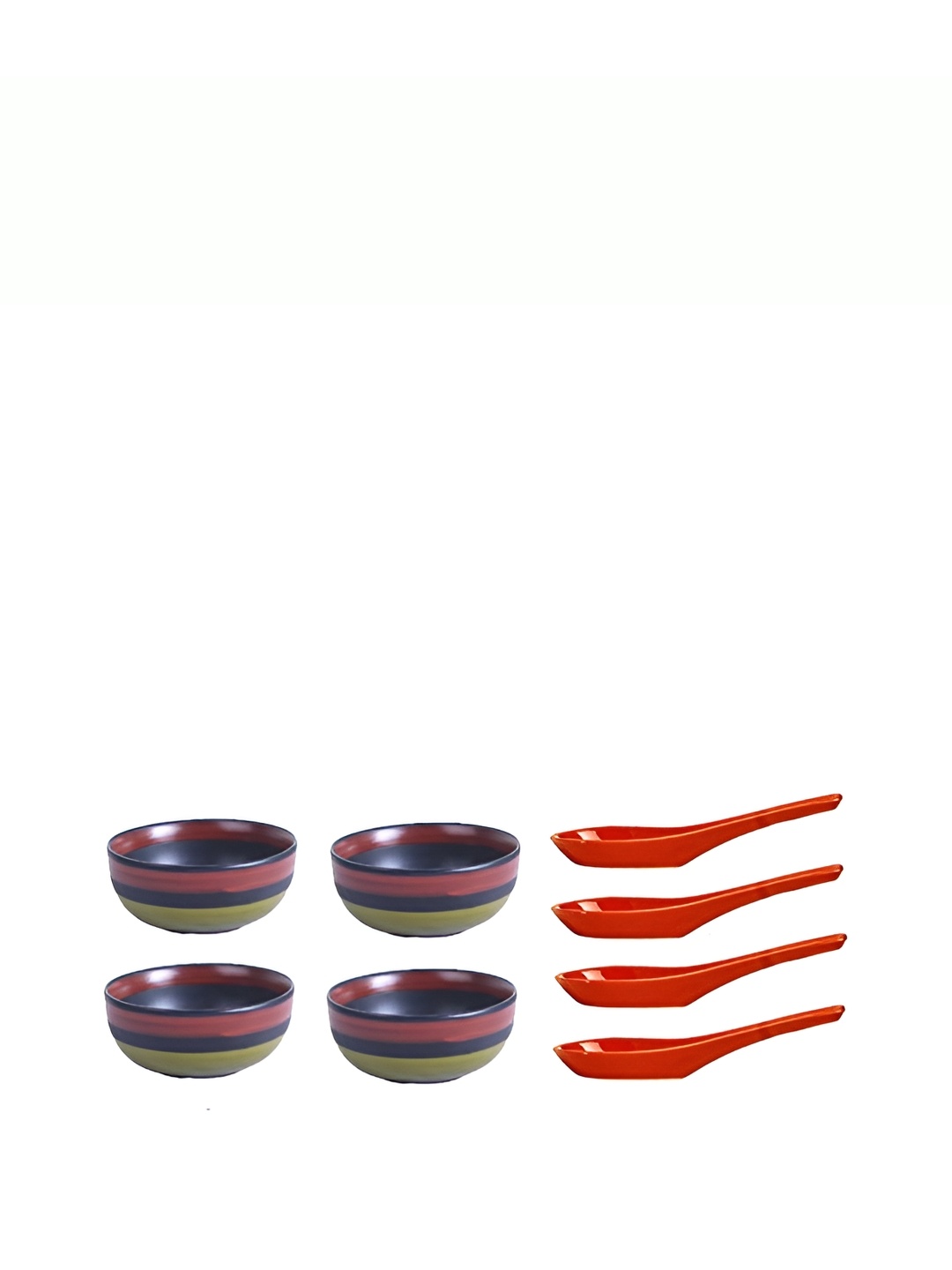 

Caffeine Green 4 Pieces Ceramic Soup Bowl with Spoon