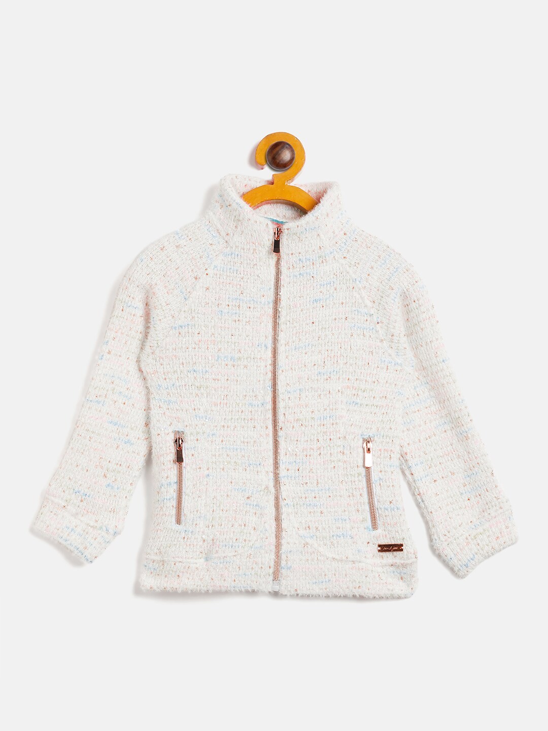 

Ben & Joe Girls Abstract Printed Fuzzy Fleece Cardigan Sweater, White