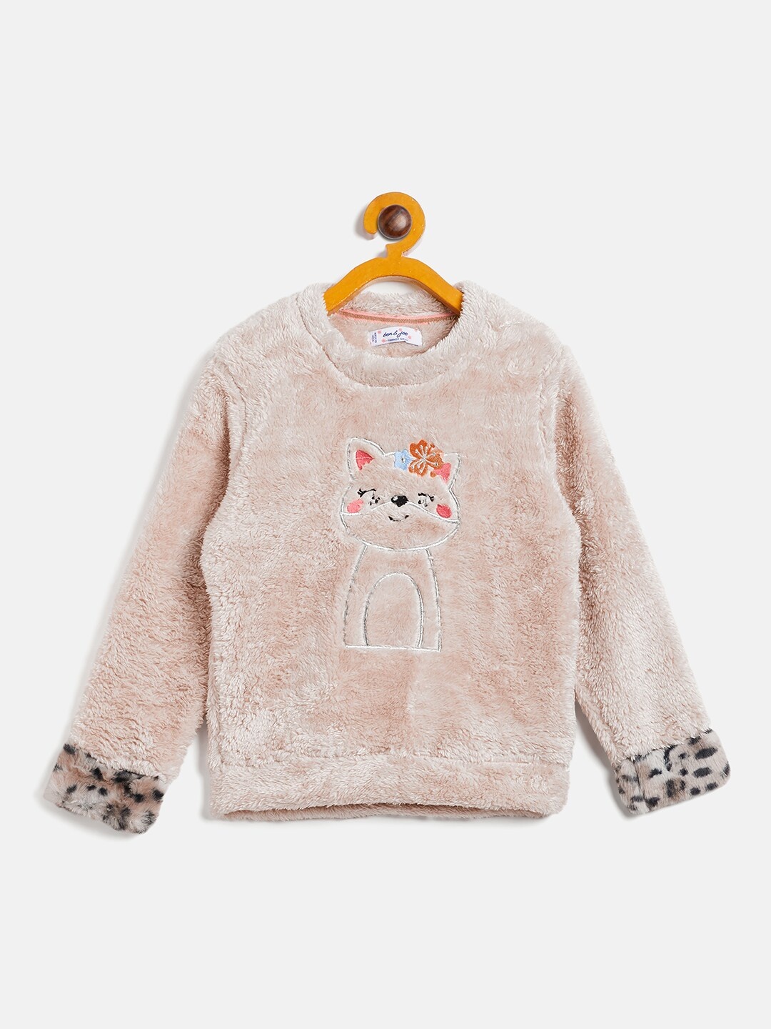 

Ben & Joe Girls Graphic Self Design Fleece Sweatshirt, Pink