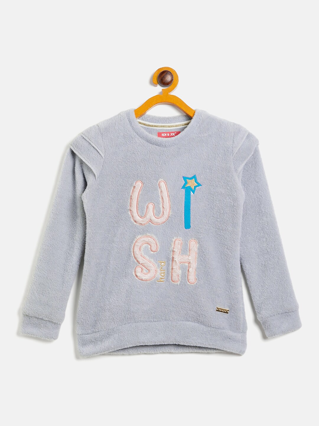 

Ben & Joe Girls Typography Embroidered Pullover Sweatshirt, Grey