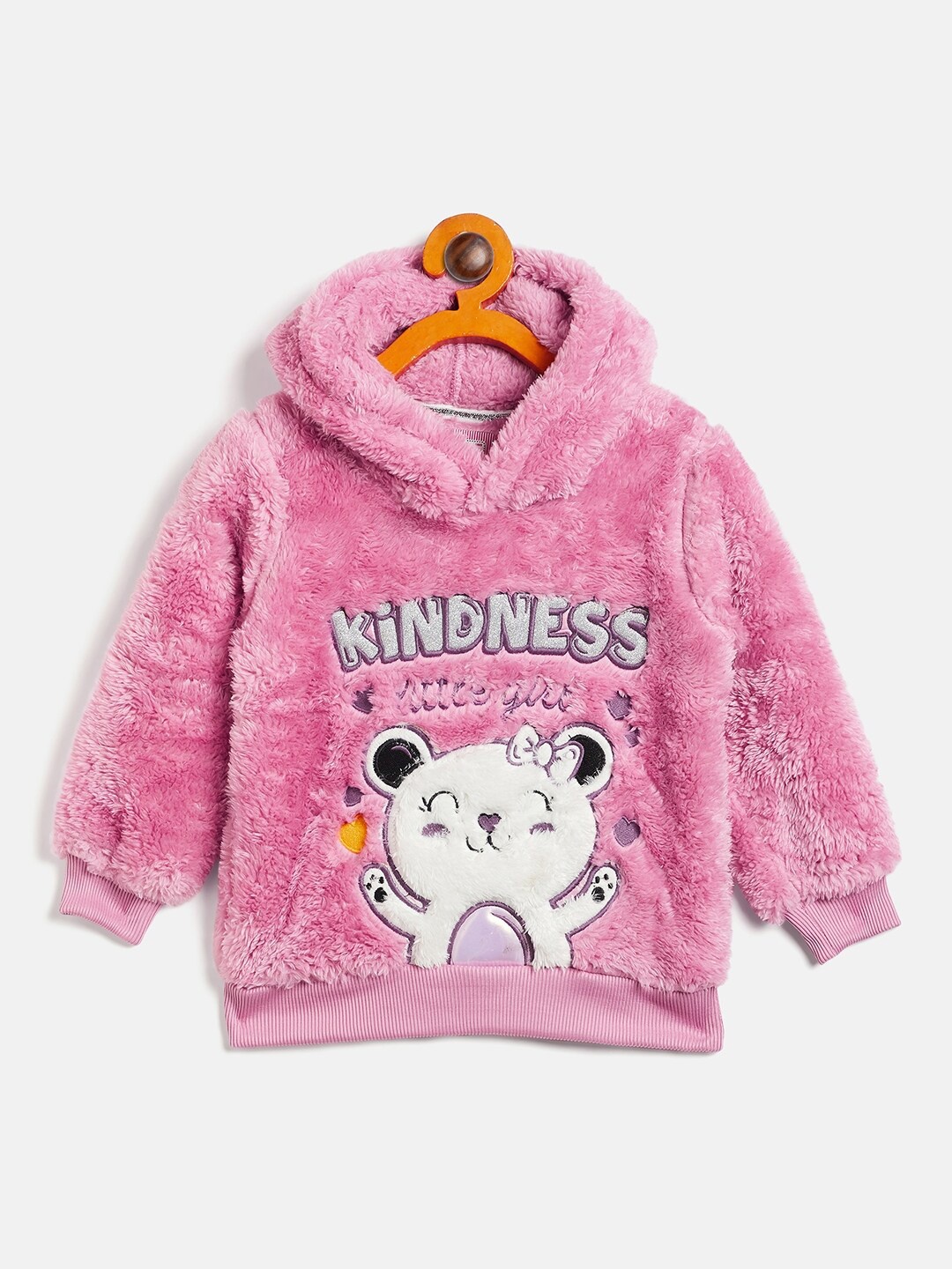 

Ben & Joe Girls Graphic Self Design Fleece Sweatshirt, Pink
