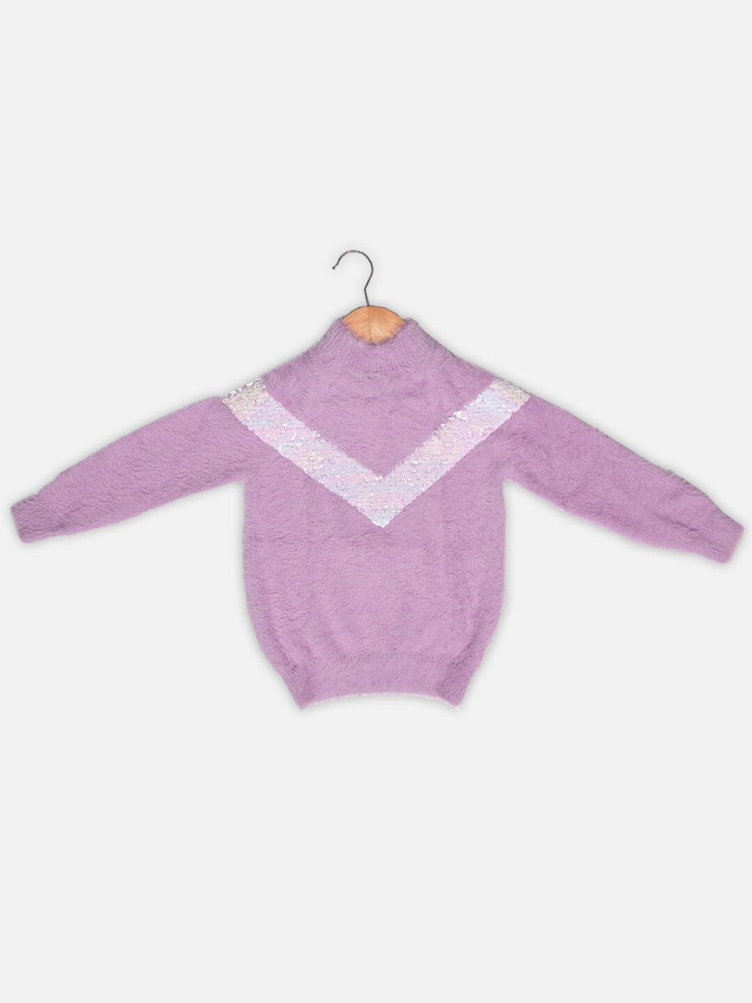 

JWAAQ Girls Embellished Cotton Pullover Sweater, Purple