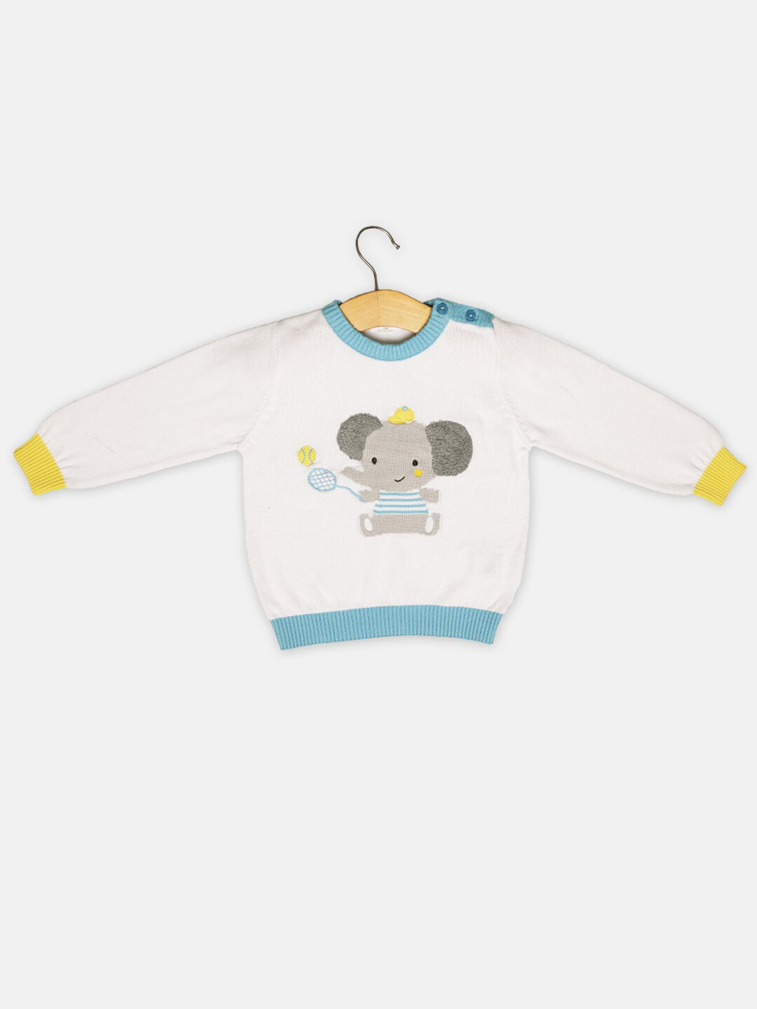 

JWAAQ Boys Embroidered Pure Cotton Pullover, White