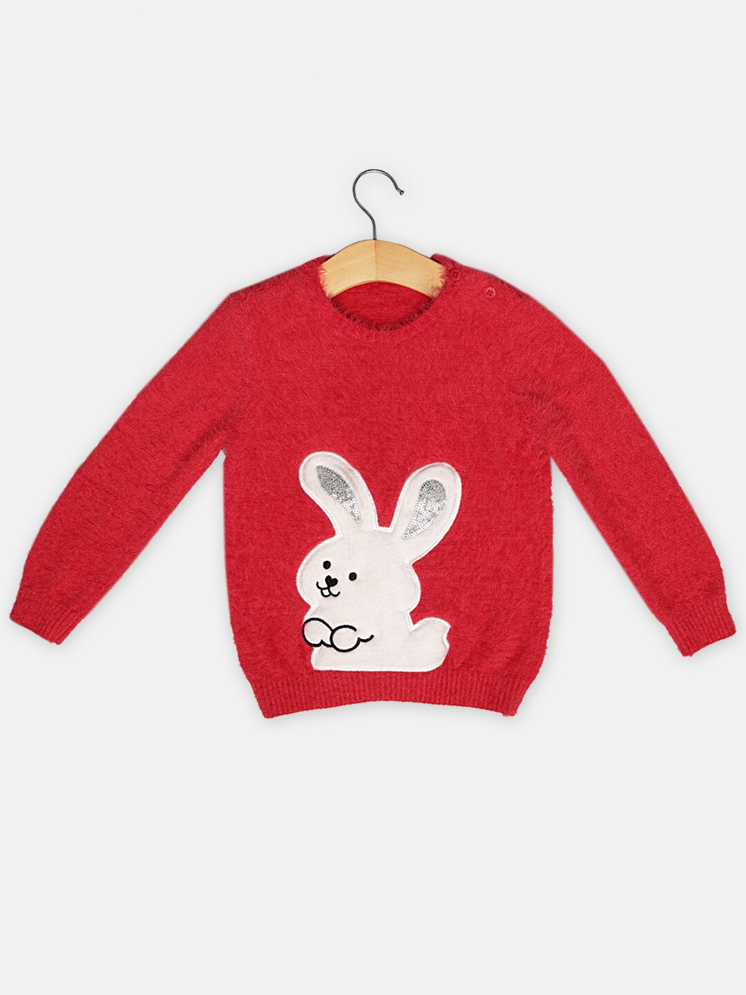 

JWAAQ Girls Applique Pure Cotton Pullover, Red