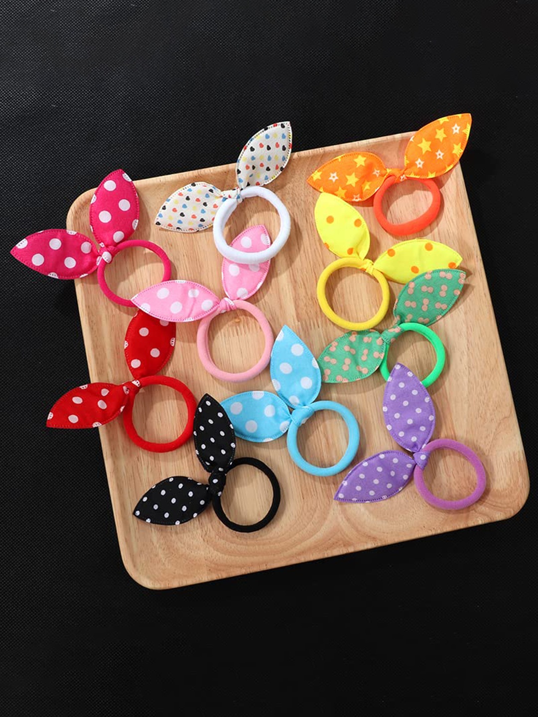 LYTIX Girls Set Of 12 Beaded Ponytail Holders, Assorted