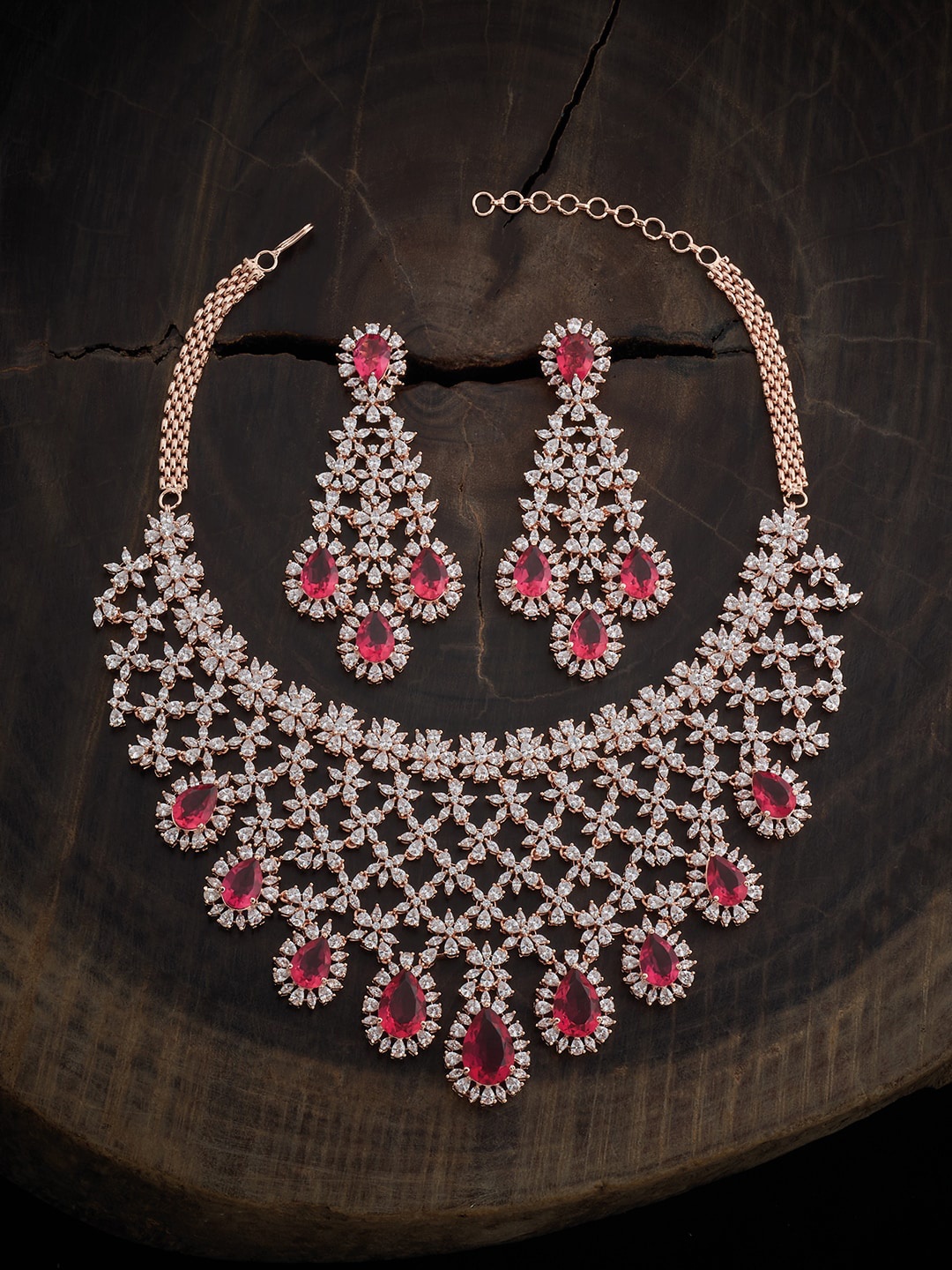 

Kushal's Fashion Jewellery Rose-Gold-Plated CZ-Studded Jewellery Set
