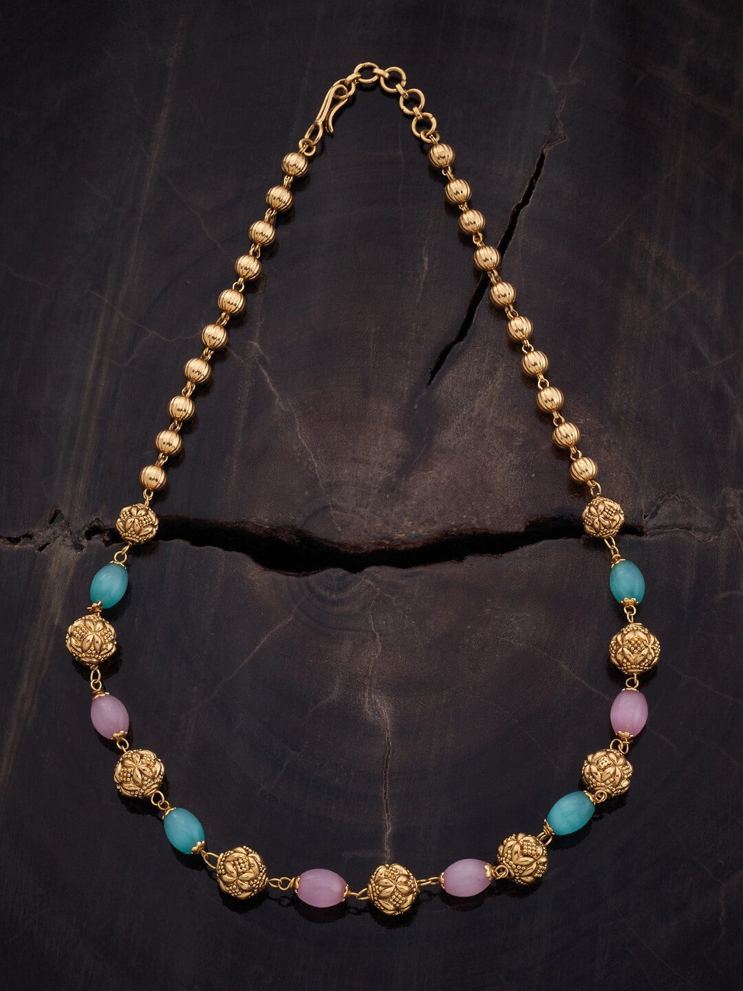 

Kushal's Fashion Jewellery Gold-Plated Beaded Copper Minimal Necklace