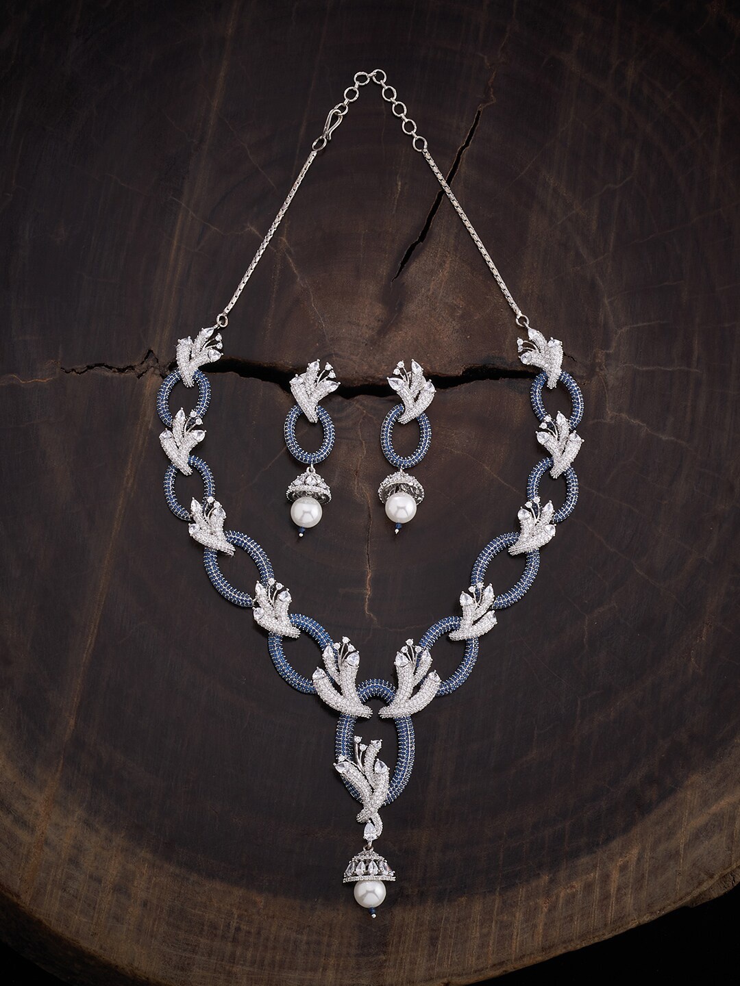 

Kushal's Fashion Jewellery Rhodium Plated Jewellery Set, Silver