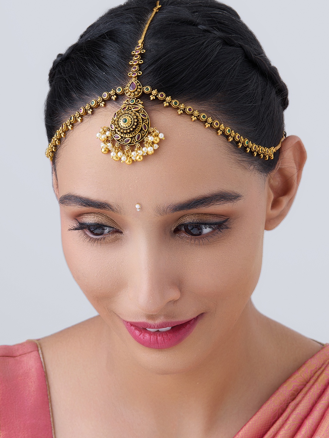 

Kushal's Fashion Jewellery Gold-Plated Beaded Matha Patti