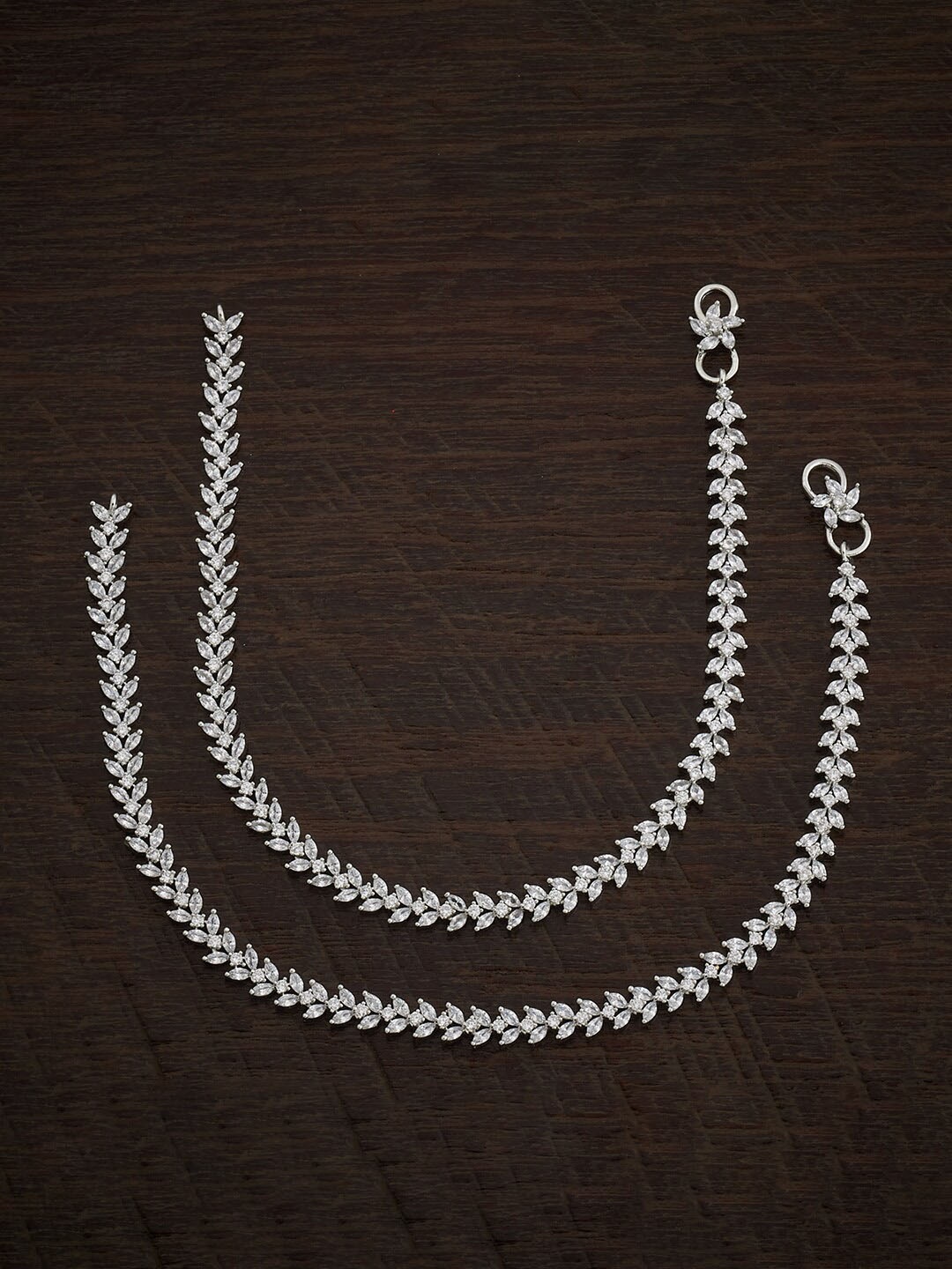 

Kushal's Fashion Jewellery Set Of 2 Rhodium Plated Anklet, Silver