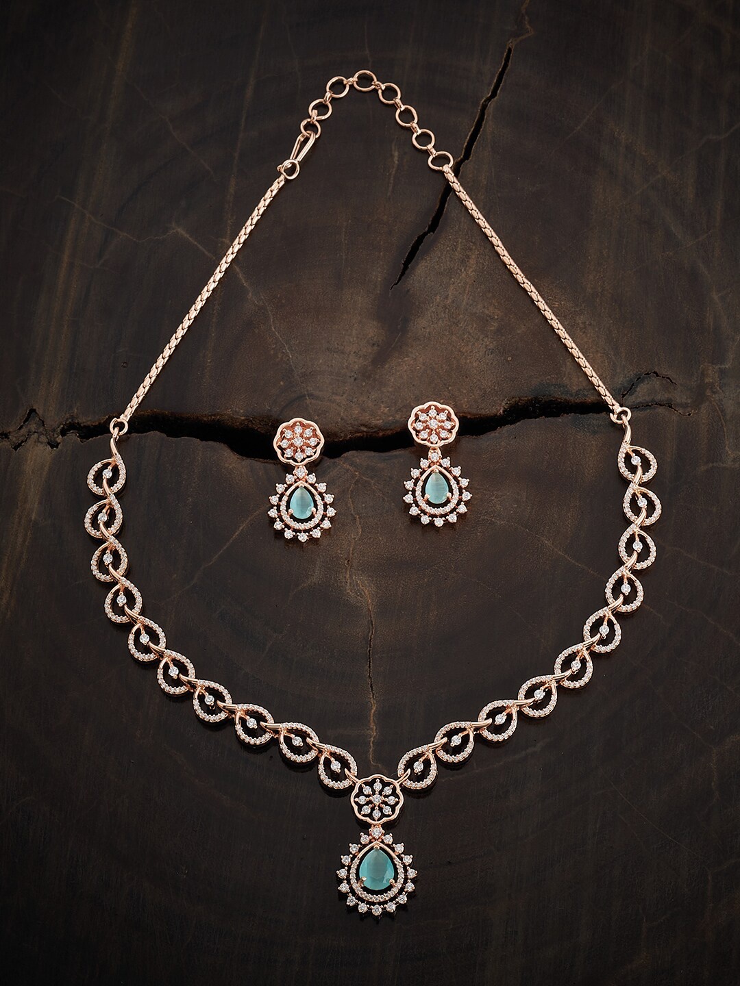 

Kushal's Fashion Jewellery Rose Gold-Plated Cubic Zirconia Studded Jewellery Set