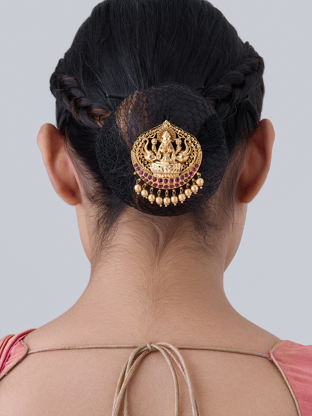 

Kushal's Fashion Jewellery Gold-Plated Embellished Antique Hair Brooch