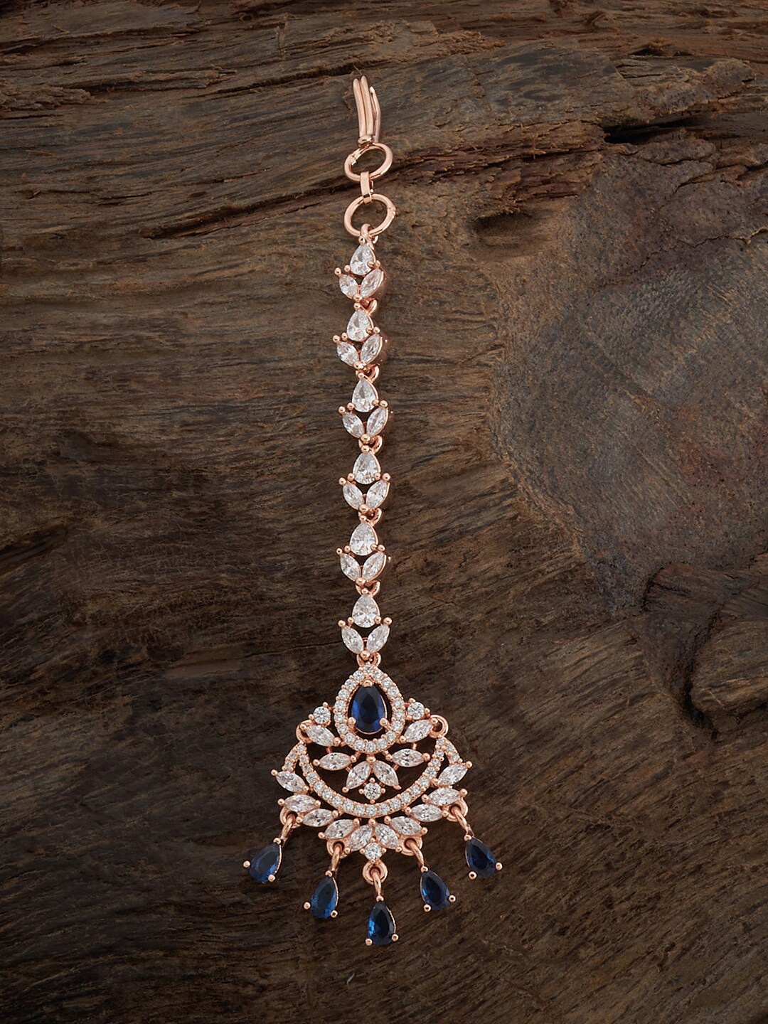 

Kushal's Fashion Jewellery Rose Gold-Plated Zircon Stone-Studded Maang Tikka