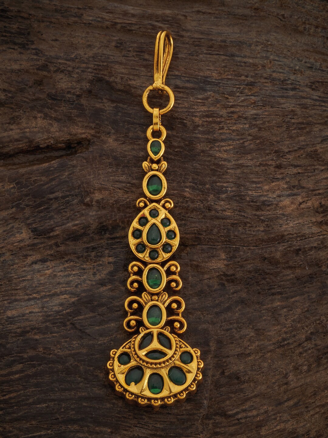 

Kushal's Fashion Jewellery Gold Plated Stones Studded Antique Maang Tikka