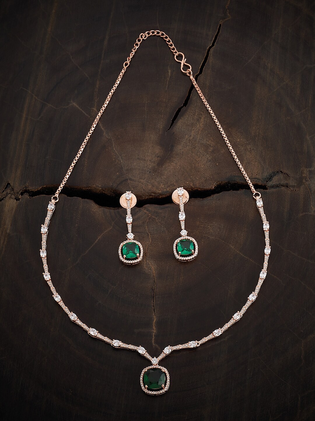 

Kushal's Fashion Jewellery Rose Gold-Plated CZ Stone-Studded Jewellery Set