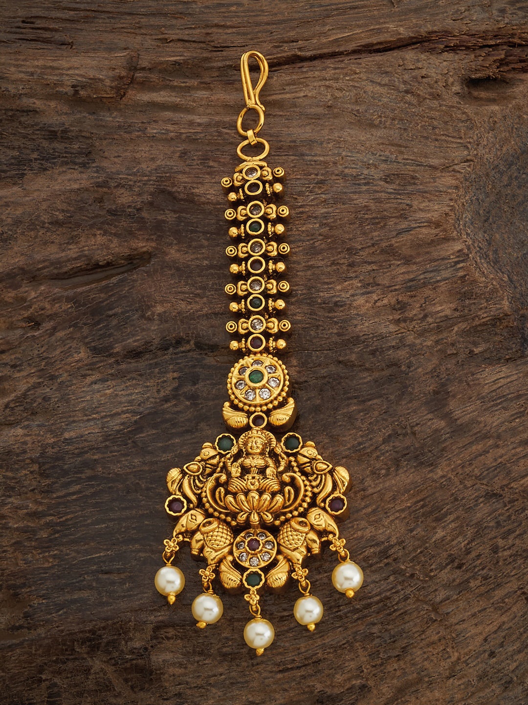 

Kushal's Fashion Jewellery Gold-Plated Stone-Studded & Beaded Maang Tikka