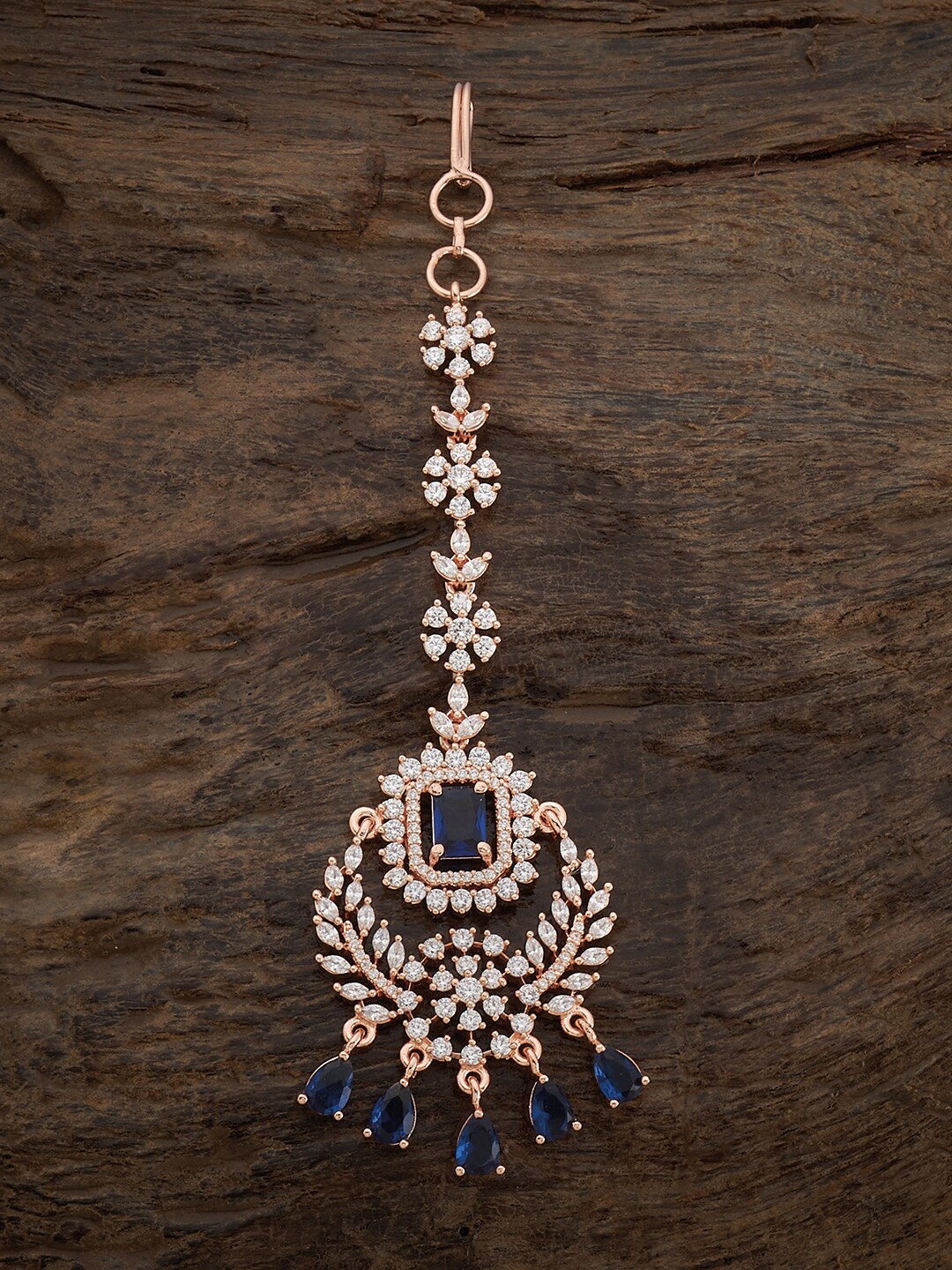 

Kushal's Fashion Jewellery Rose Gold-Plated CZ Stone-Studded Maang Tikka