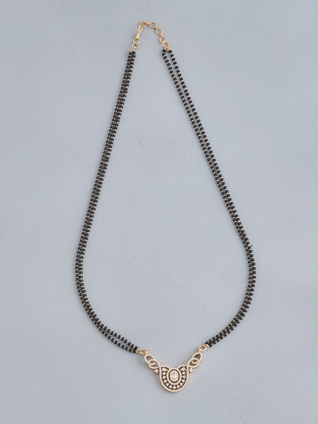 

Kushal's Fashion Jewellery Gold-Plated CZ-Studded & Beaded Mangalsutra