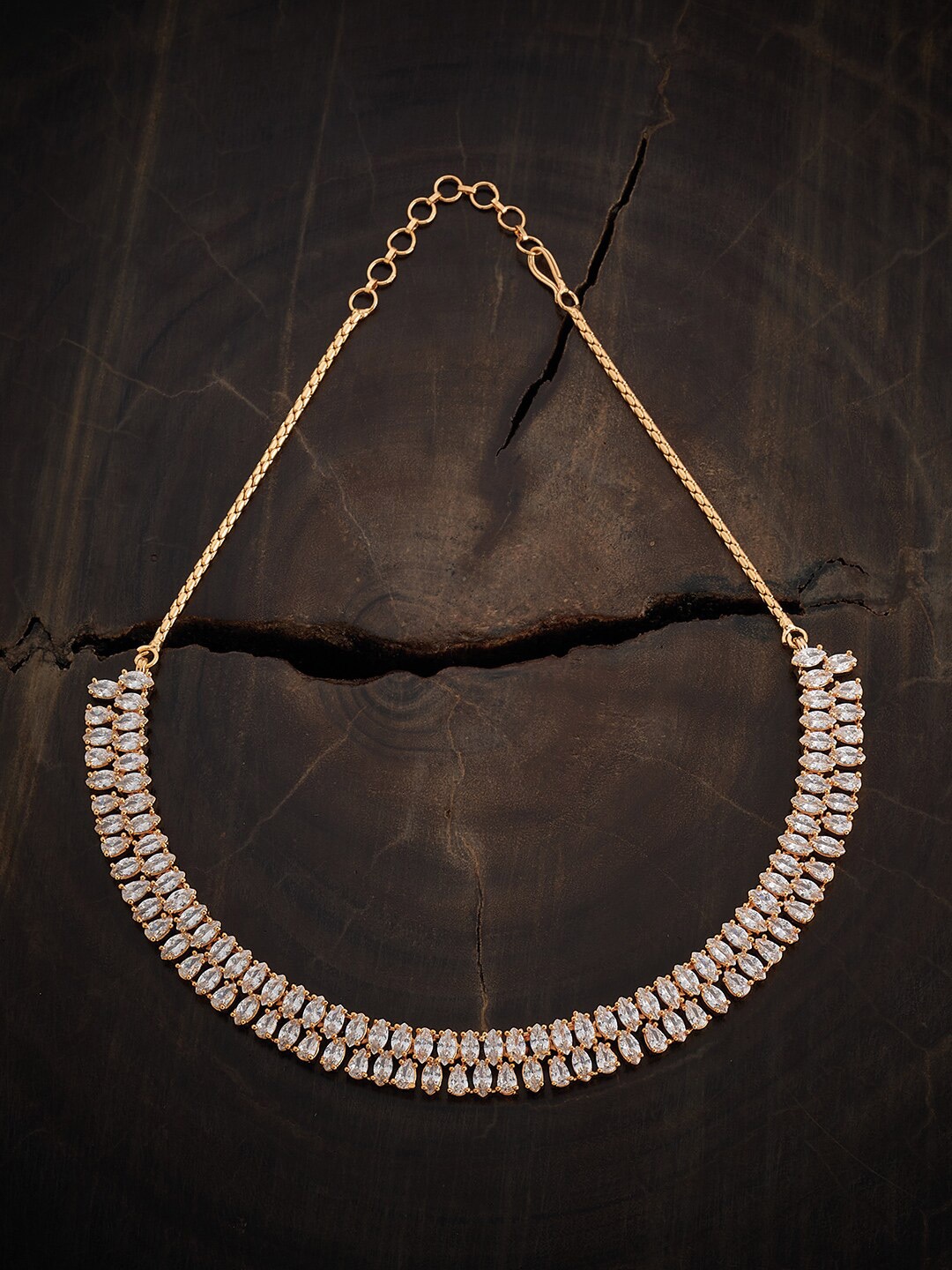 

Kushal's Fashion Jewellery Copper Gold-Plated Cubic Zirconia Studded Necklace