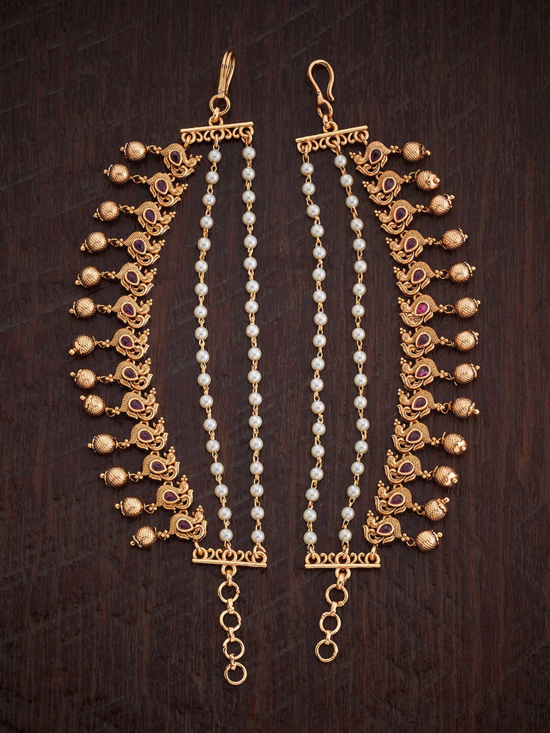 

Kushal's Fashion Jewellery Gold-Plated Ethnic Antique Matil, Red