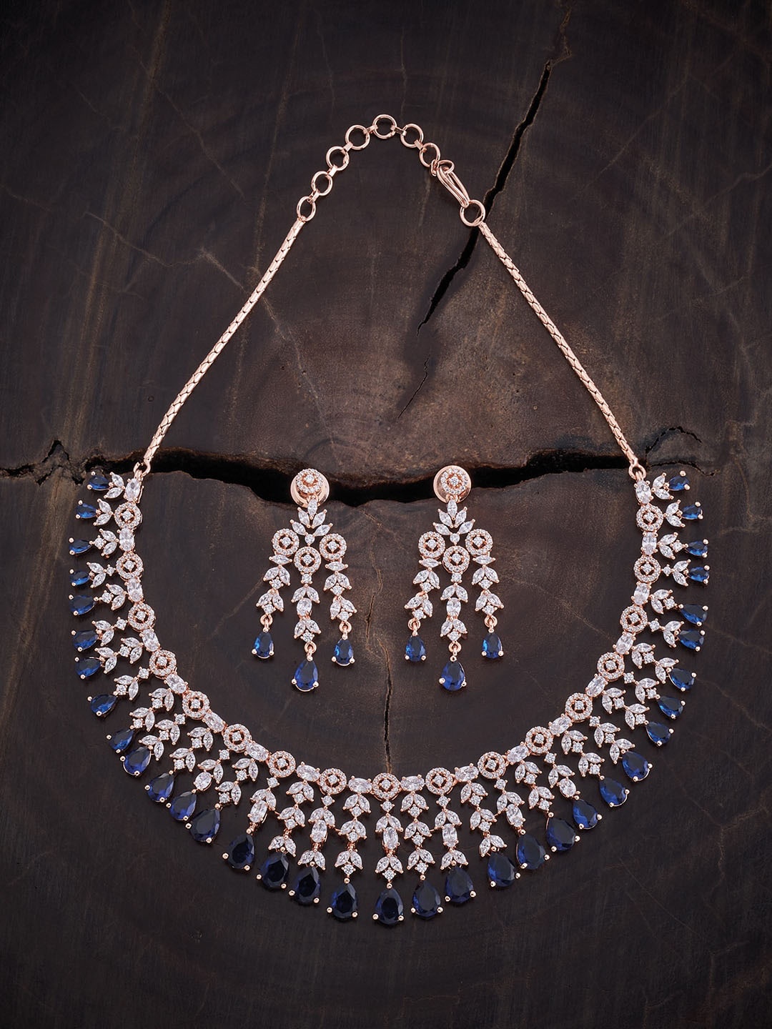

Kushal's Fashion Jewellery Rose Gold-Plated CZ Stone-Studded Jewellery Set