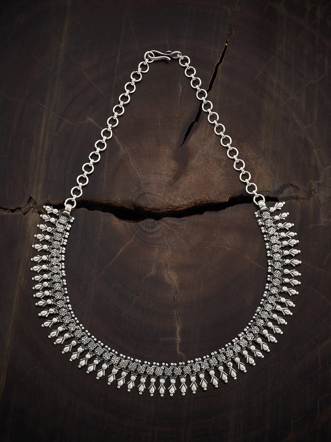 

Kushal's Fashion Jewellery Silver Rhodium-Plated Oxidised Necklace