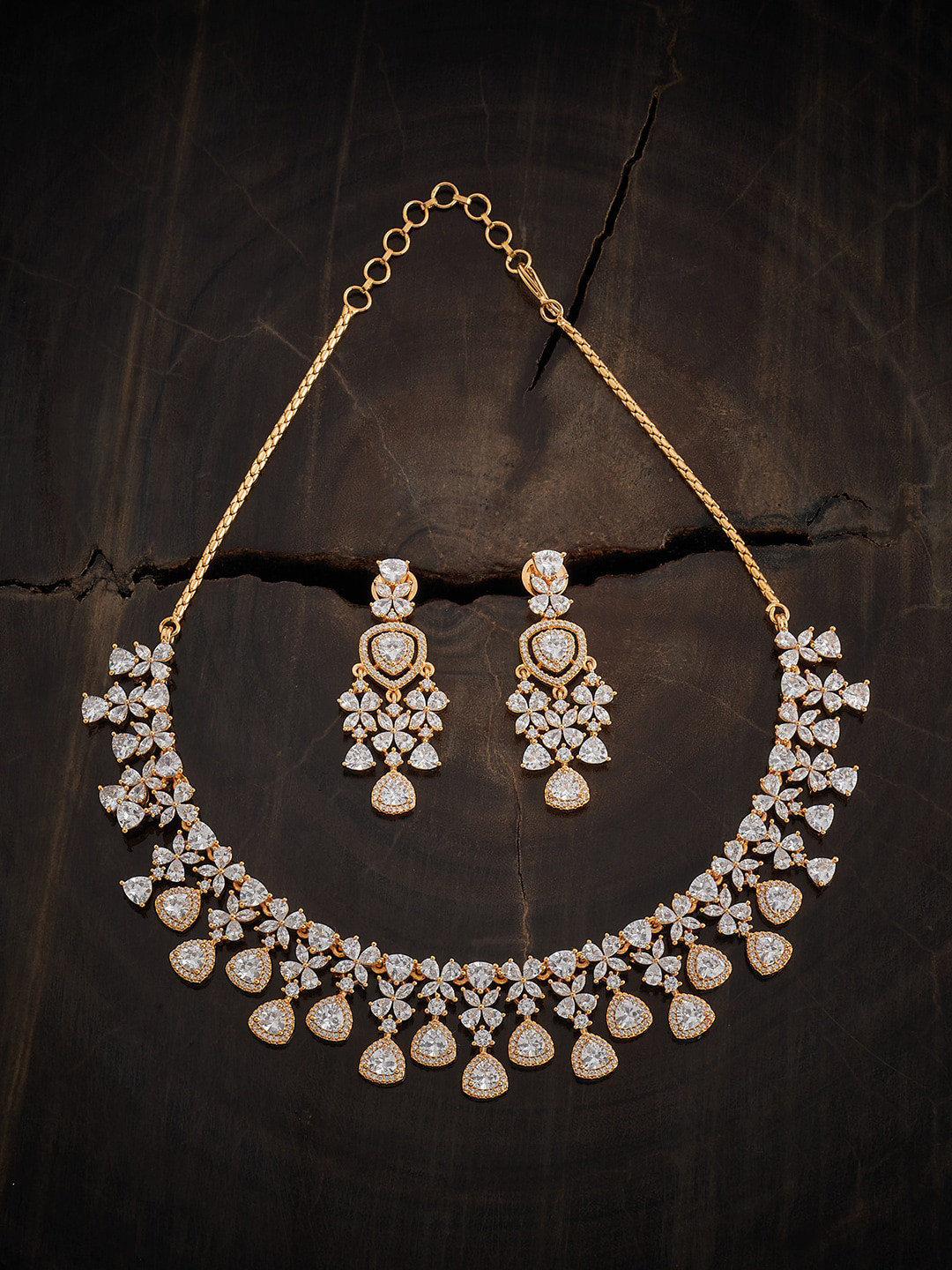 

Kushal's Fashion Jewellery Gold-Plated Cubic Zirconia Stone-Studded Jewellery Set