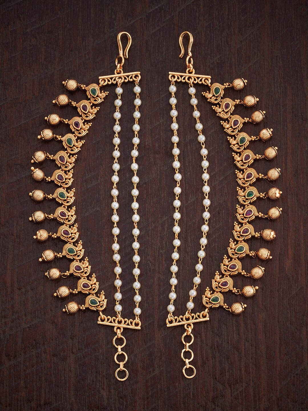 

Kushal's Fashion Jewellery Gold-Plated Beaded Antique Matil, Red