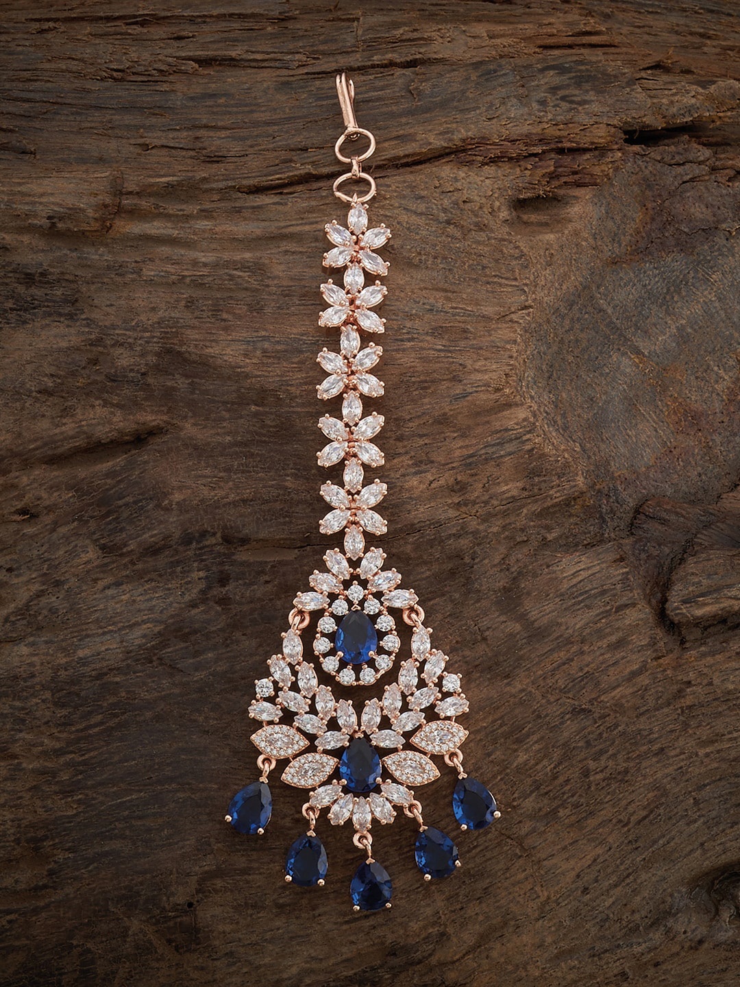 

Kushal's Fashion Jewellery Rose Gold-Plated CZ Stone-Studded Maang Tikka