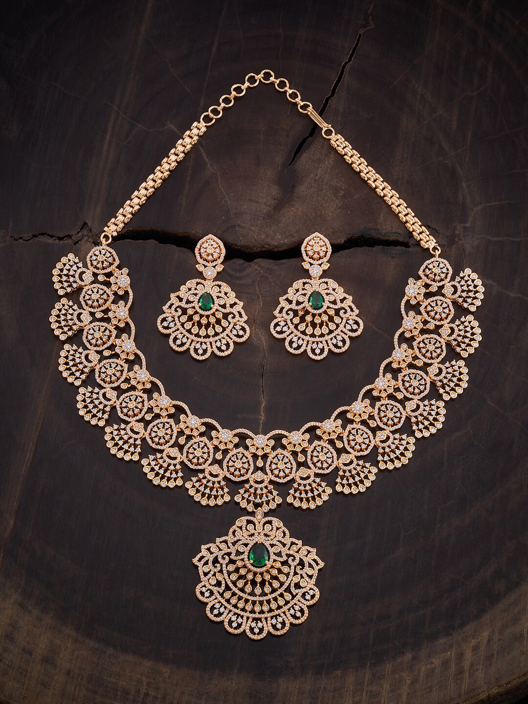 

Kushal's Fashion Jewellery Gold-Plated Cubic Zirconia Stone-Studded Jewellery Set