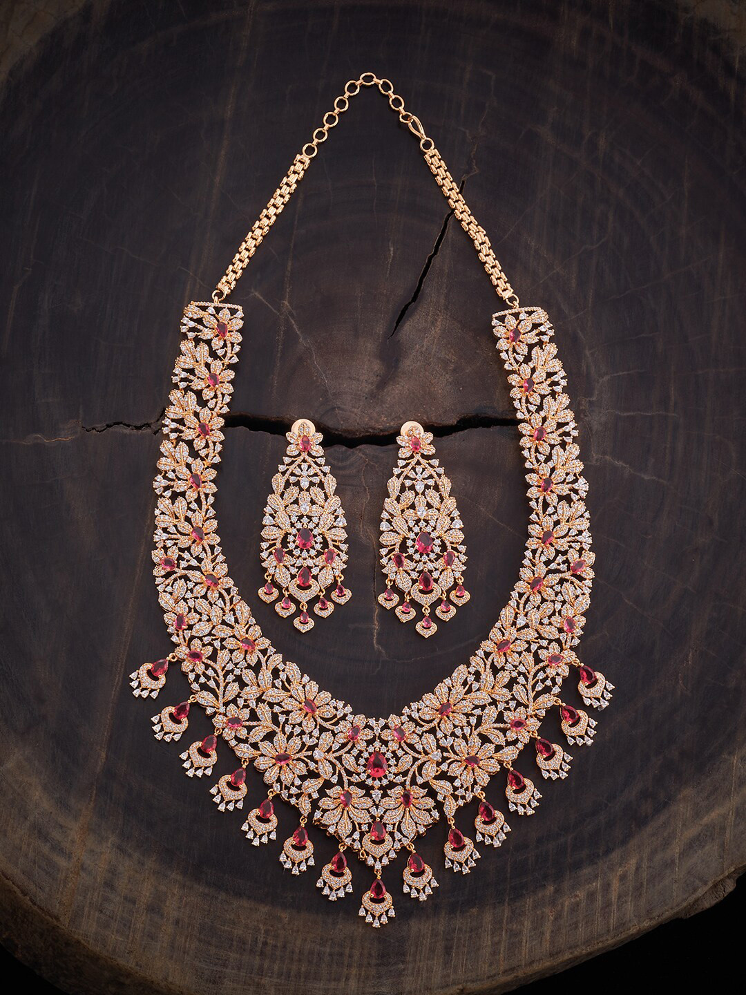 

Kushal's Fashion Jewellery Gold Plated CZ Studded Jewellery Set