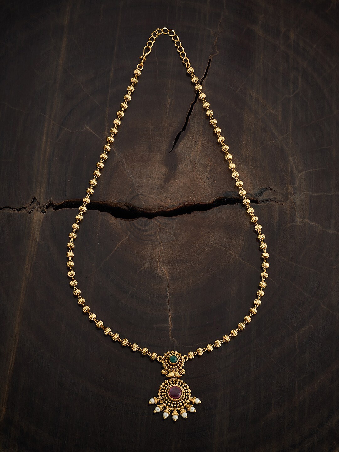 

Kushal's Fashion Jewellery Gold-Plated Stone Studded and Beaded Antique Chain