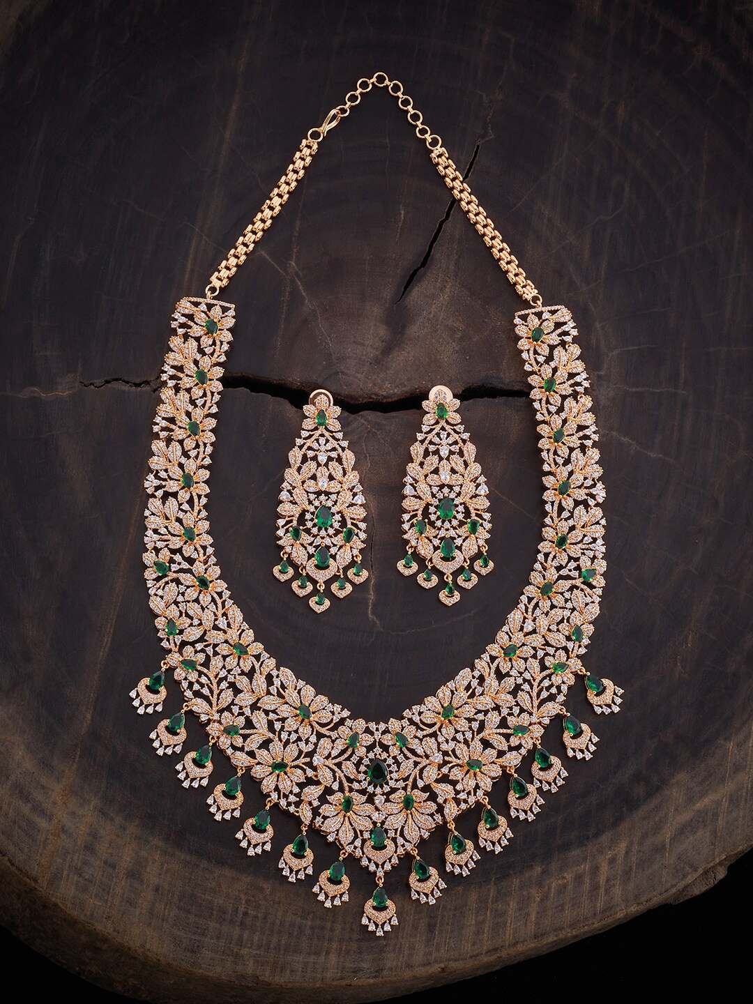 

Kushal's Fashion Jewellery Gold Plated CZ Studded Jewellery Set