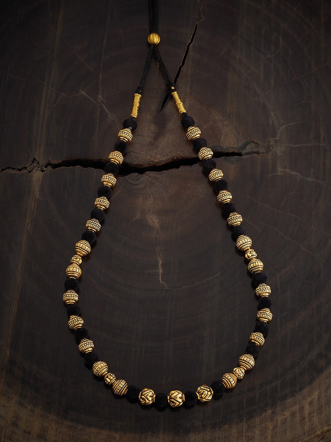 

Kushal's Fashion Jewellery 92.5 Pure Silver Gold-Plated Beaded Temple Chain