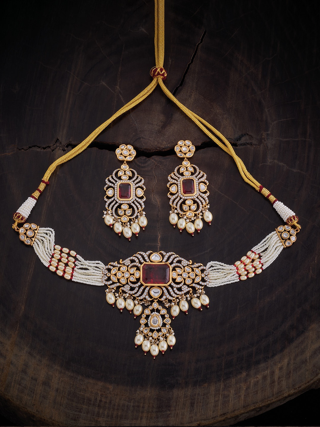 

Kushal's Fashion Jewellery Kundan Studded Jewellery Set, Gold