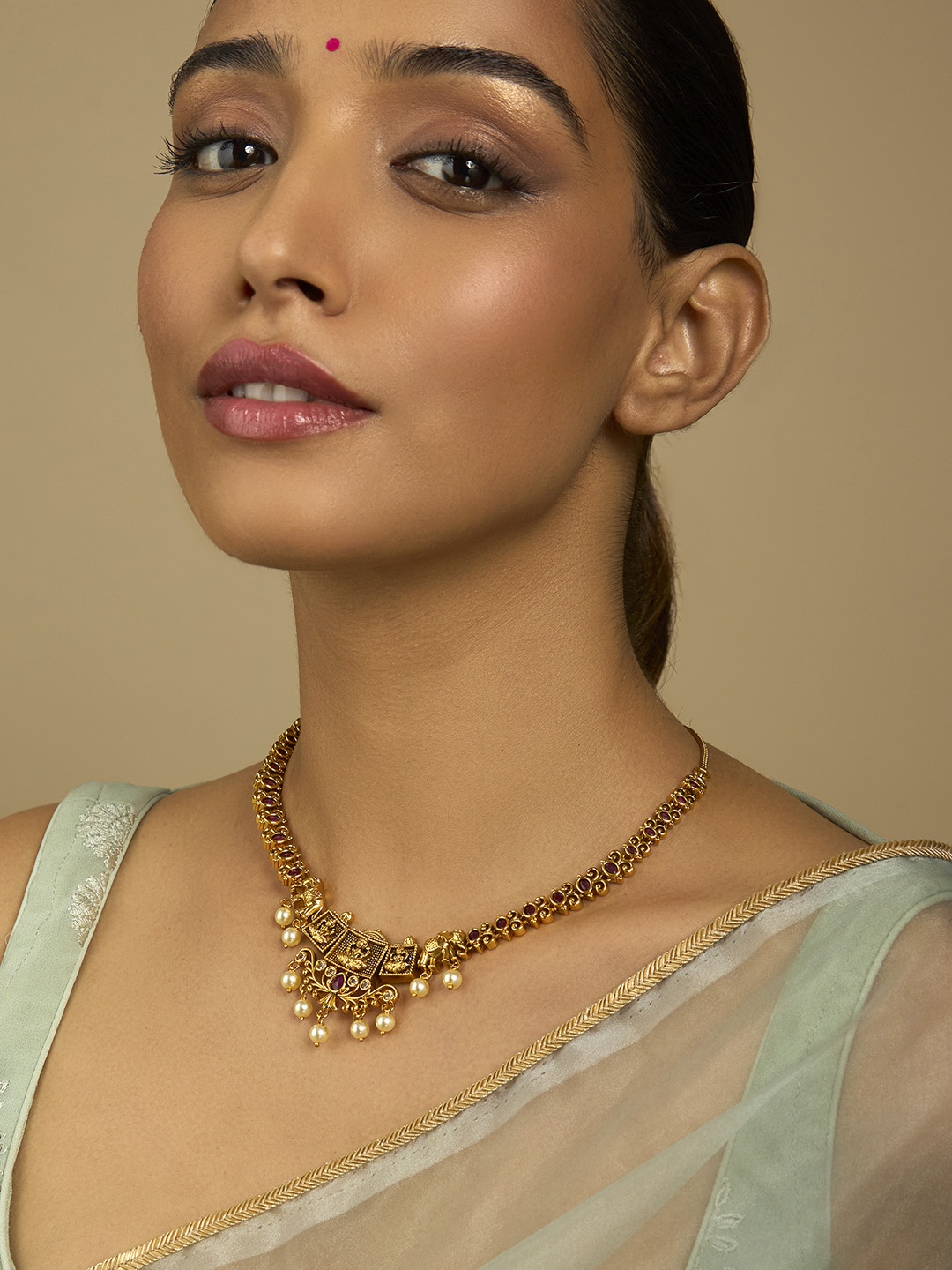 

Kushal's Fashion Jewellery Gold-Plated Beaded Antique Necklace